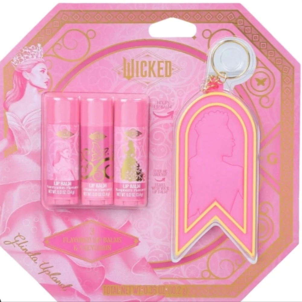 New Wicked 3 Flavored Lip Balm And 1 Keychain Glinda Good Witch
